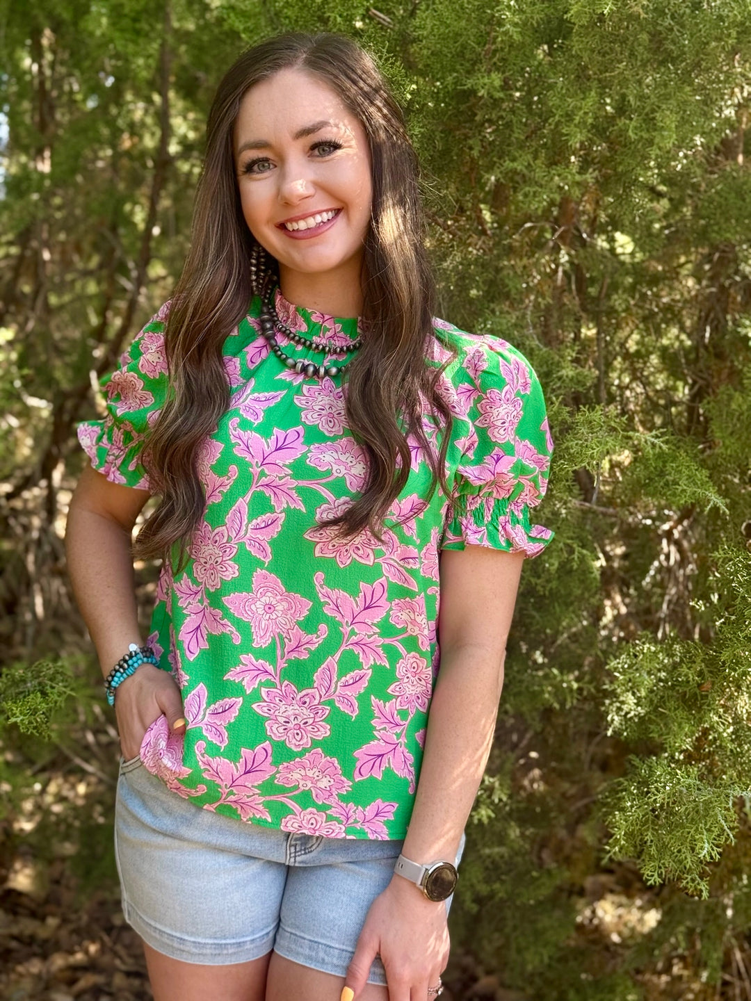 Floral Galore Green Top