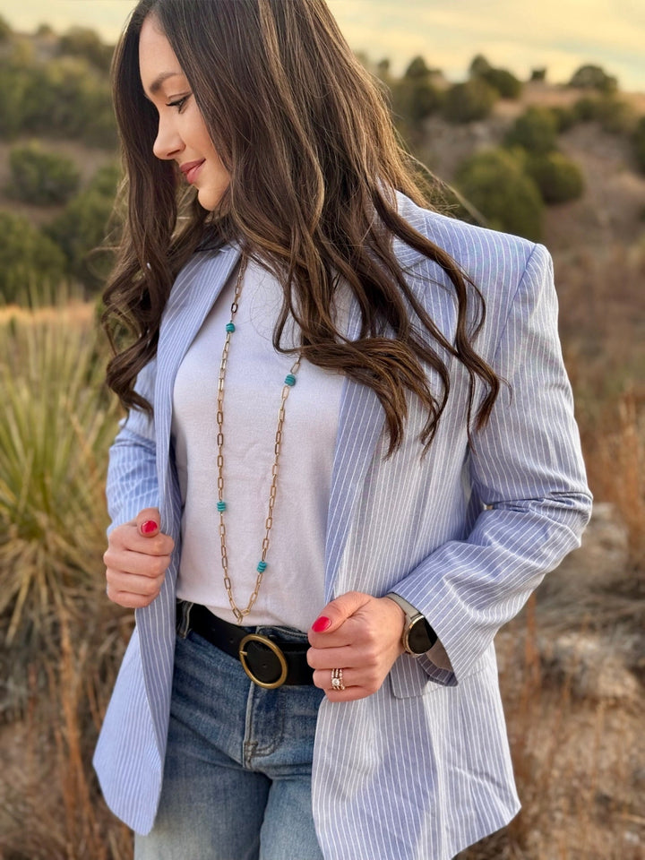 Skies Are Blue Pinstripe Blazer