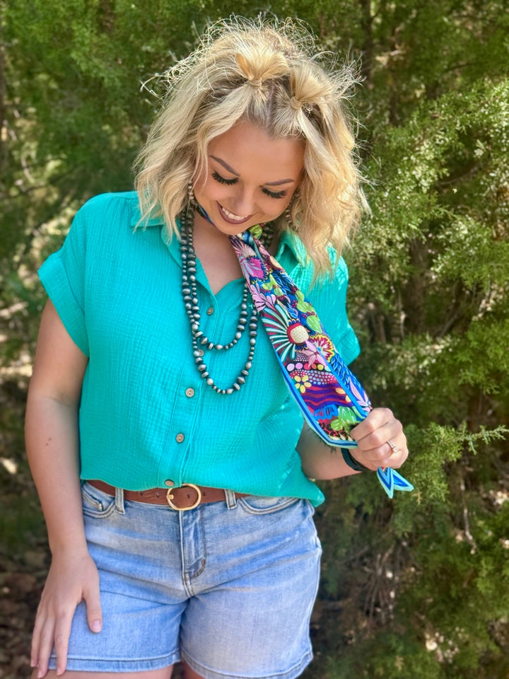 Tisha Green Button Up Top
