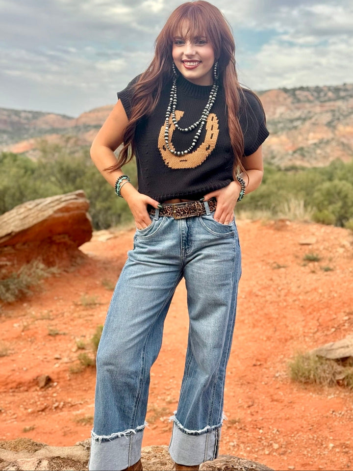 Black Horseshoe Sweater