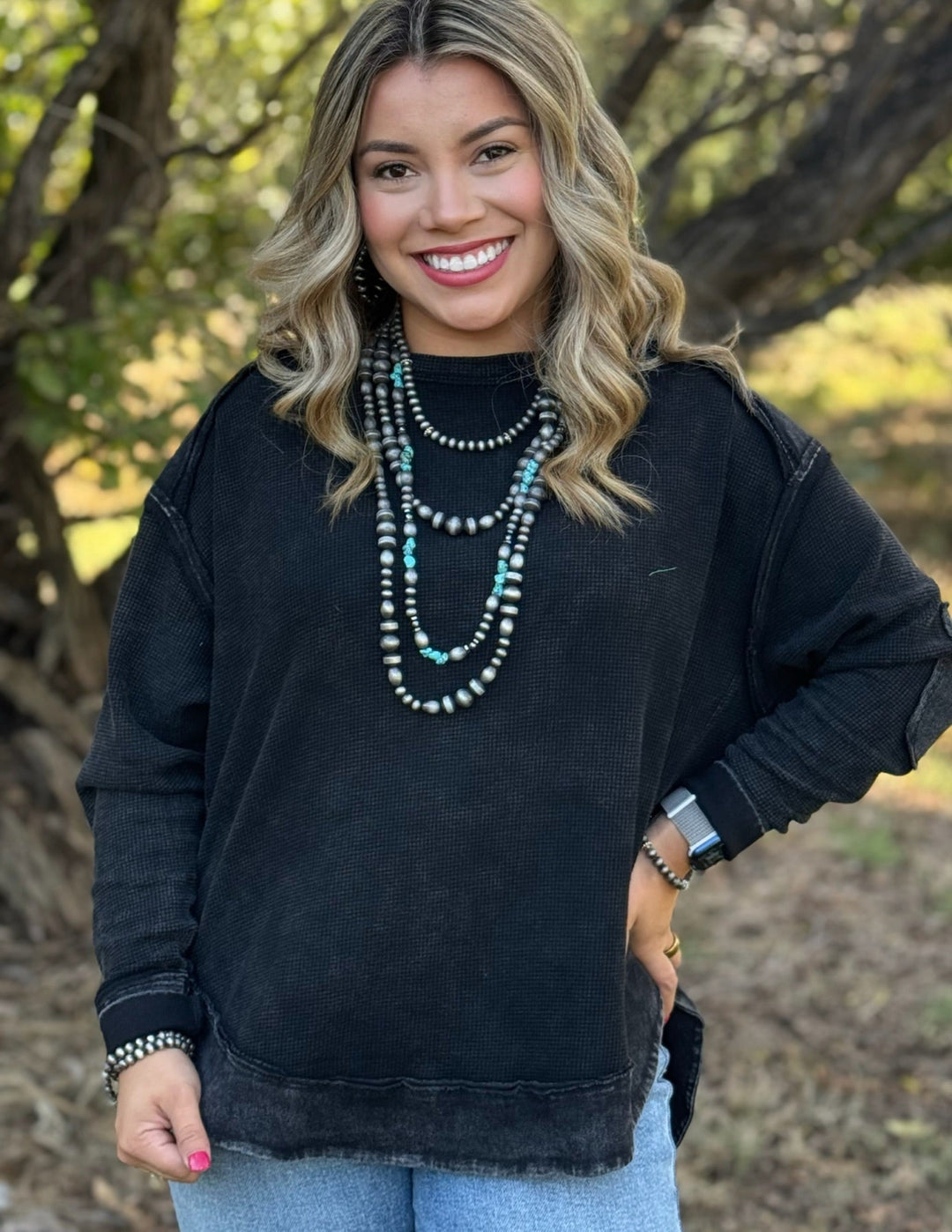 Melissa Black Mineral Wash Top