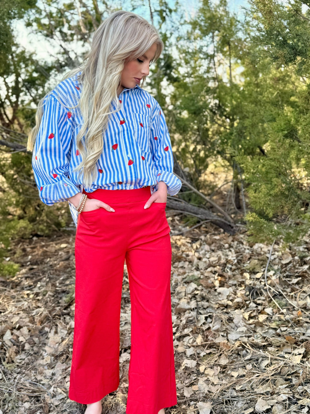 Very Berry Blue Striped Top