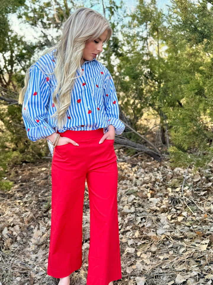 Very Berry Blue Striped Top