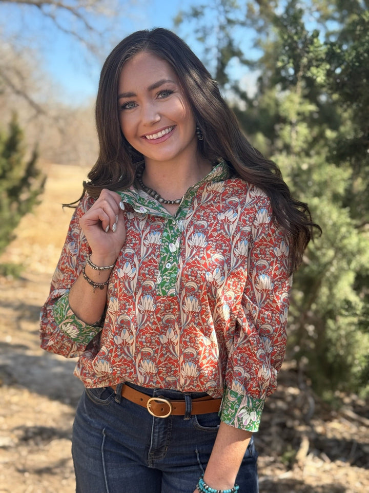 Orange Blossom Floral Blouse
