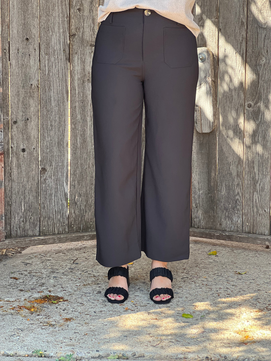 Marie Black Wide Leg Crop Pants