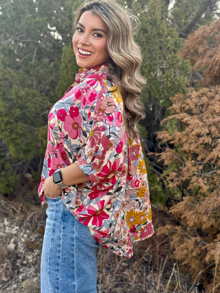 Bursting with Color Floral Top