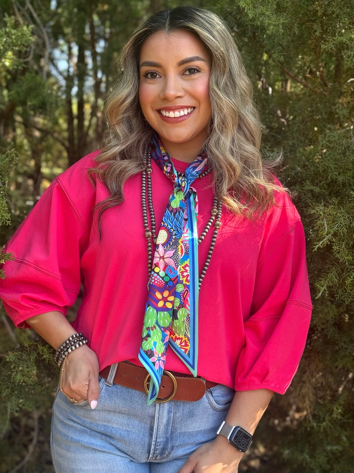 Landree Pink 3/4 Sleeve Top