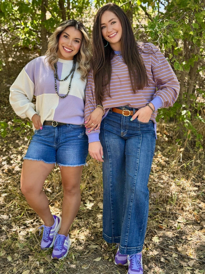 Jess Purple & Brown Striped Top