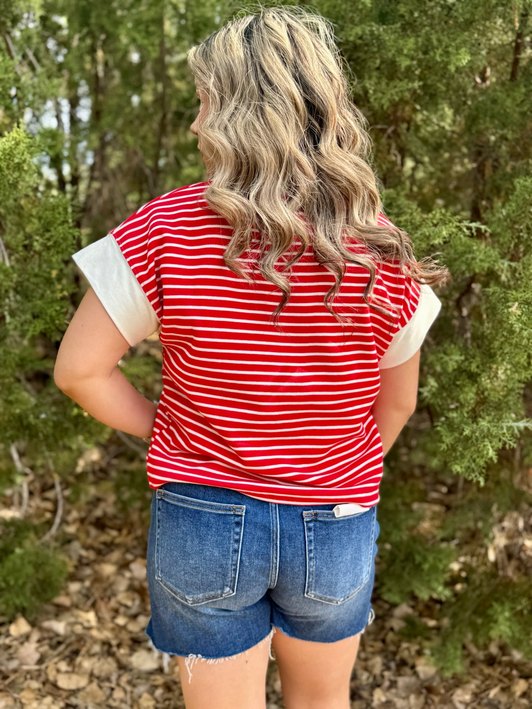 Red & Cream 1/4 Zip Top