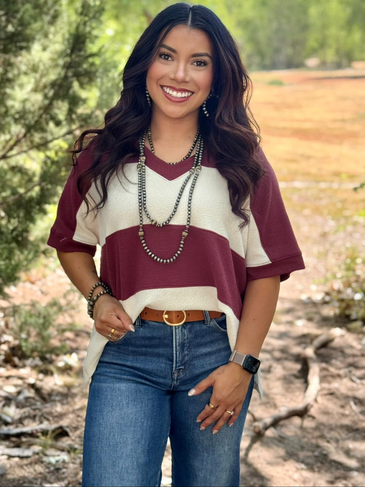Cooper Wide Stripe V-Neck Top
