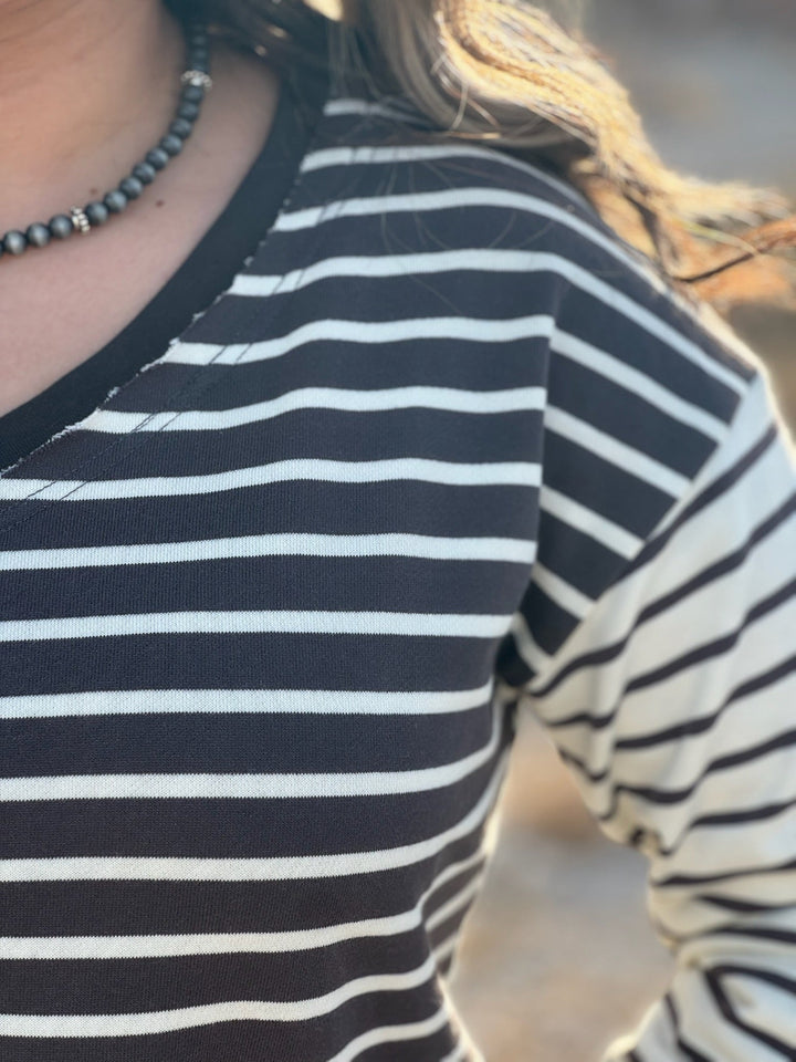 Robbie Grey & Cream Striped Top
