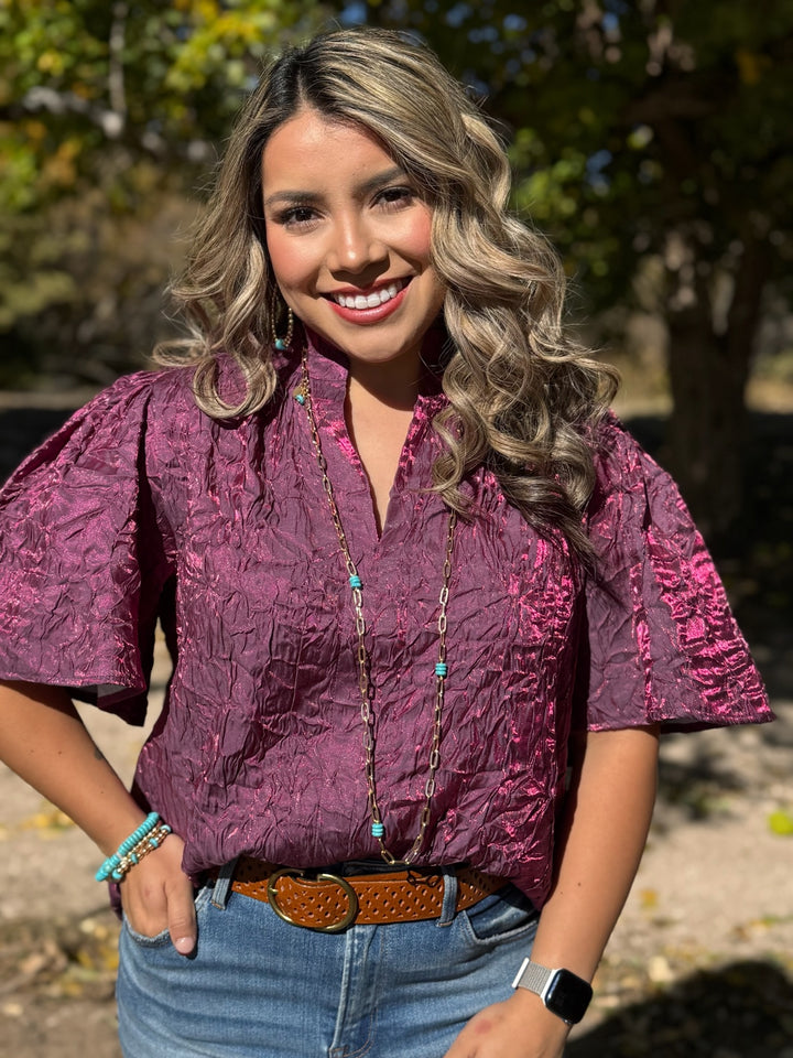 Leslee Iridescent Purple Top