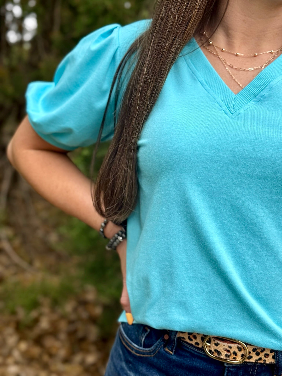 Liza V-Neck Blue Top