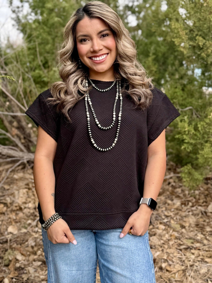 Nova Black Textured Top