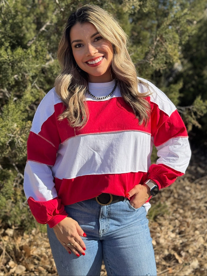 Angie Red & White Stripe Top