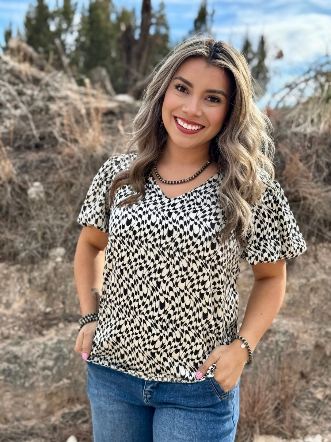 Bethany Black & Cream Blouse