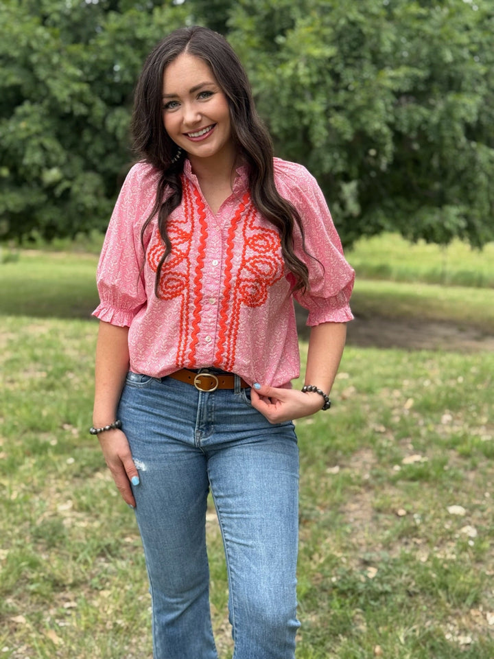 Flowers Everywhere Pink Floral Top by Sister Mary