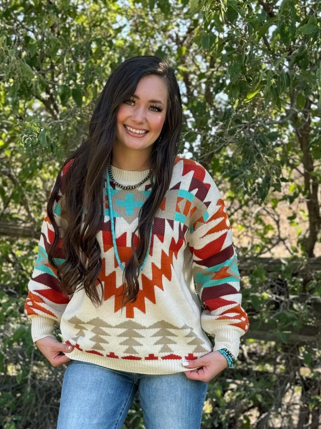 Dallyn Cream Aztec Sweater