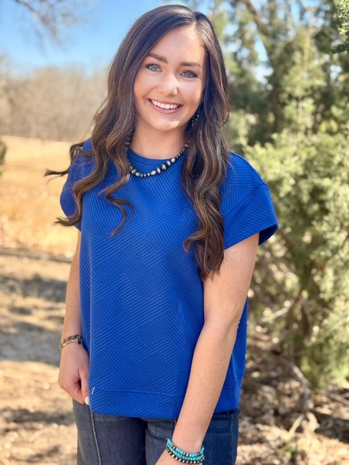 Georgia Blue Textured Top