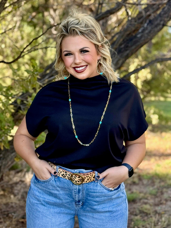 Hazel Black Drop Shoulder Top