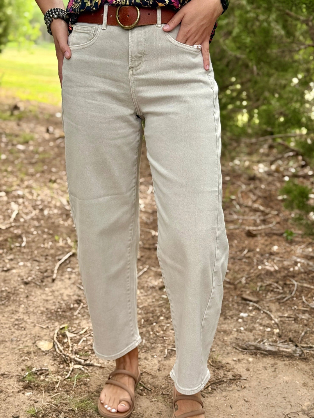 Sara High Rise Cropped Barrel Jean by Risen