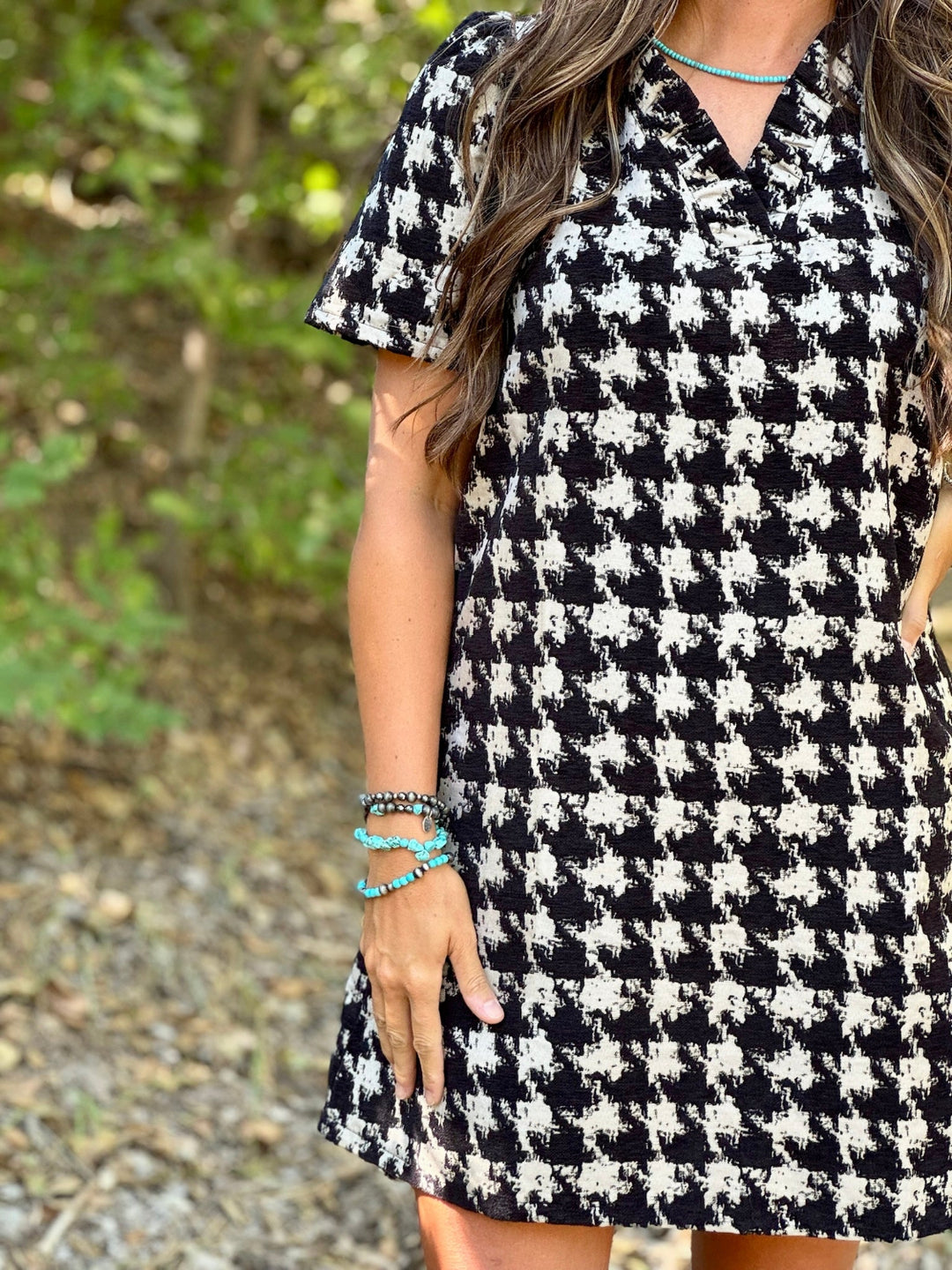 Marissa Houndstooth Print Dress