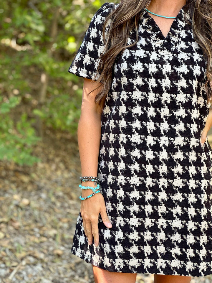 Marissa Houndstooth Print Dress