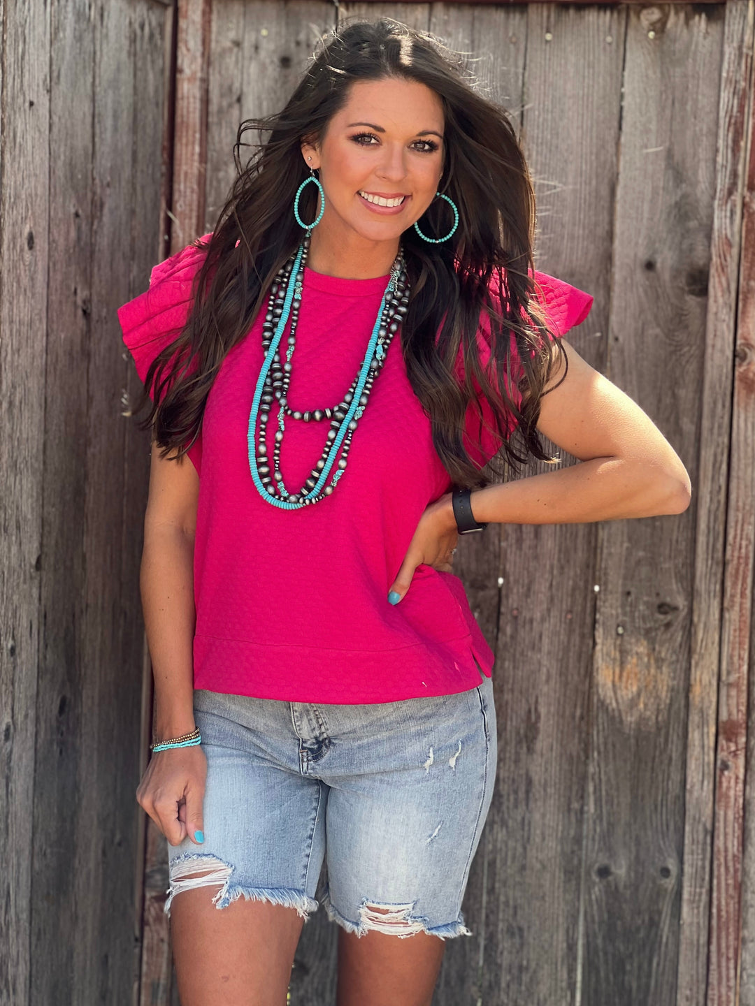 Brinlee Pink Bubble Blouse