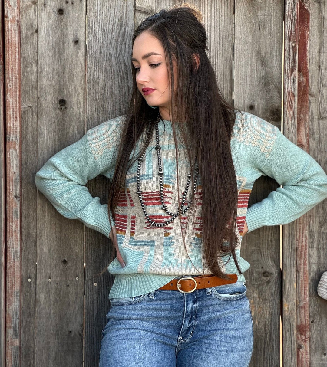 Montera Mint Aztec Sweater by Pendleton