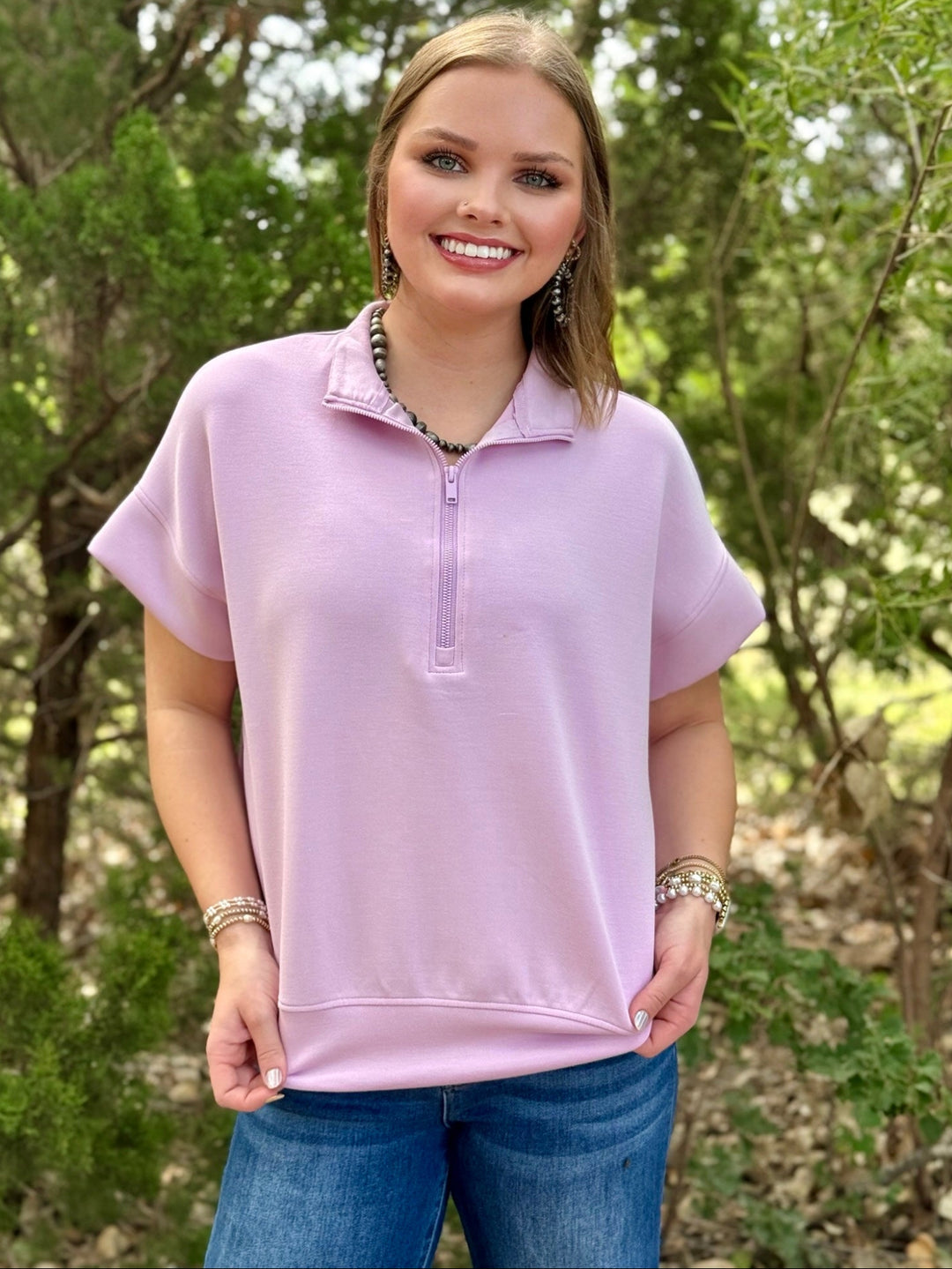 Zip Into Style Lilac Top