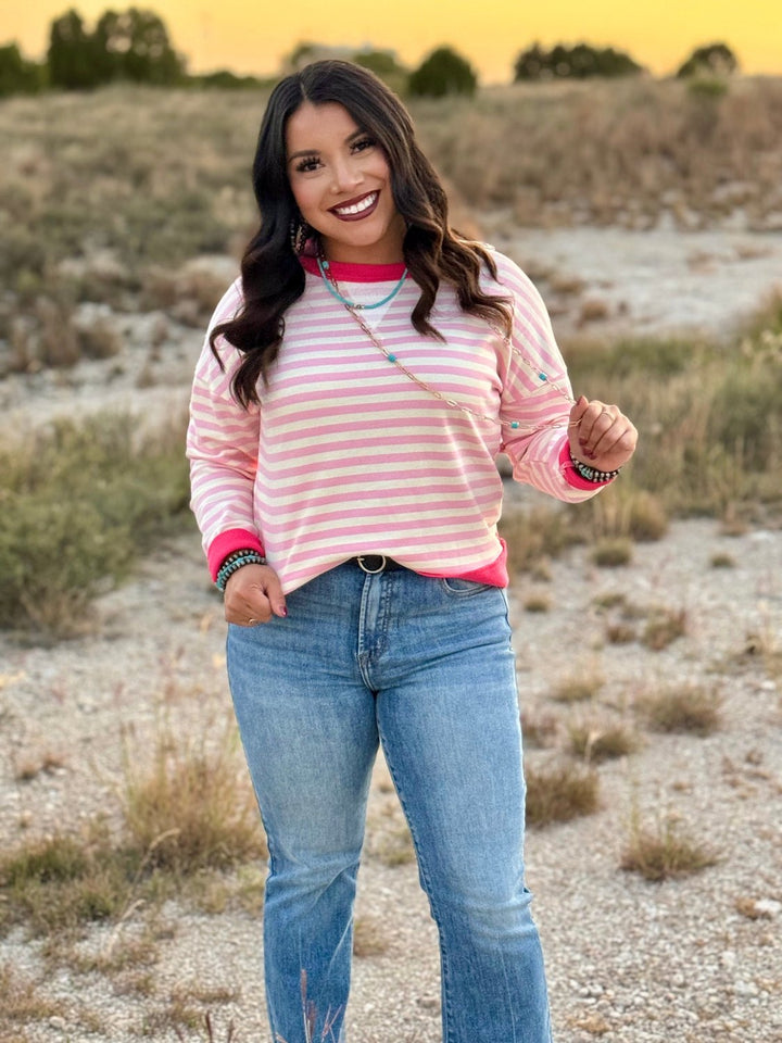 Kenna Pink & Cream Striped Top