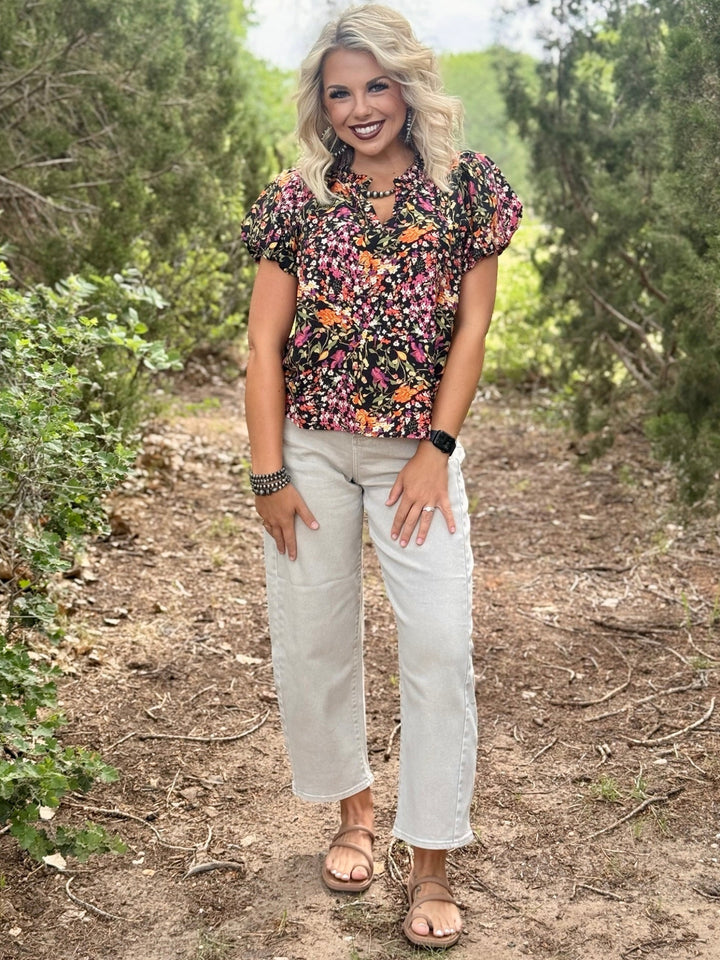 Garden Dreams Black Floral Top