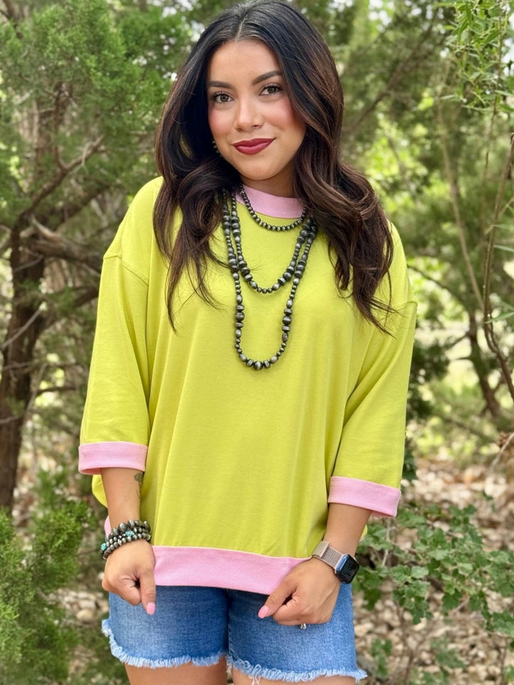 Baxter Green & Pink Top