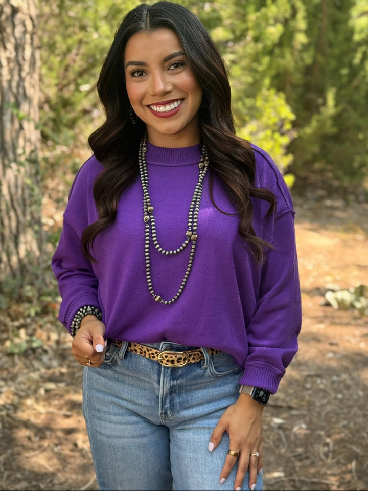 Bette Long Sleeve Purple Sweater