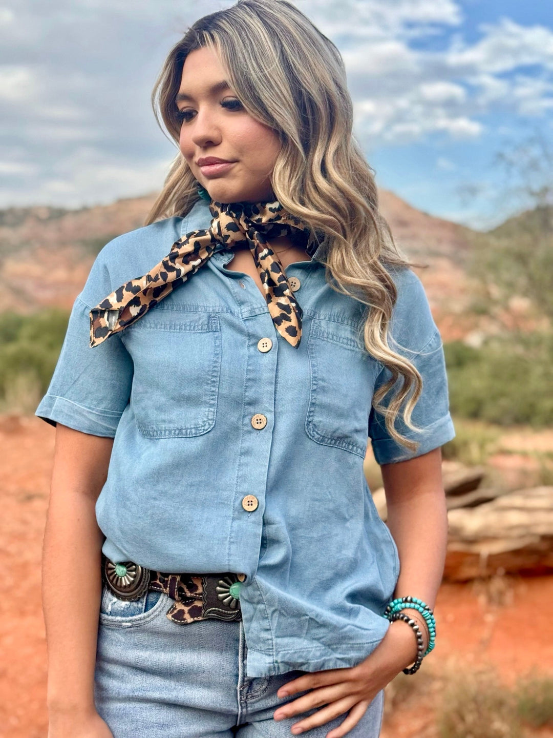 Paige Short Sleeve Denim Top
