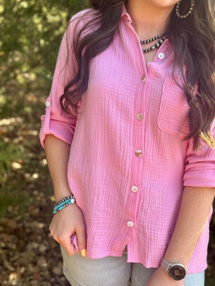 Giselle Pink Gauze Top