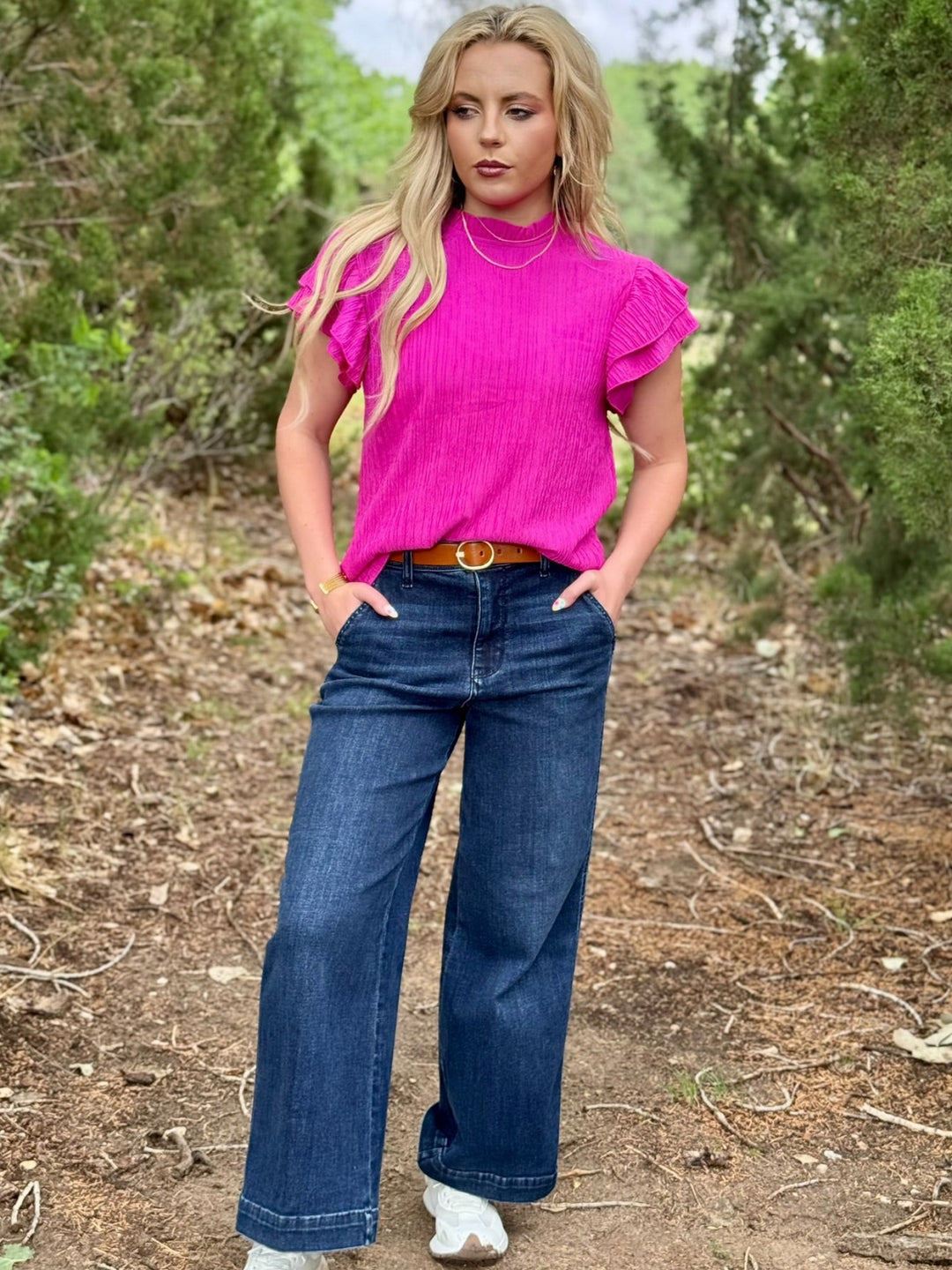 Kassi Pink Crinkle Top