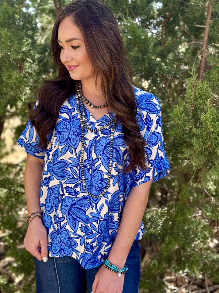 Aster Floral V-Neck Top