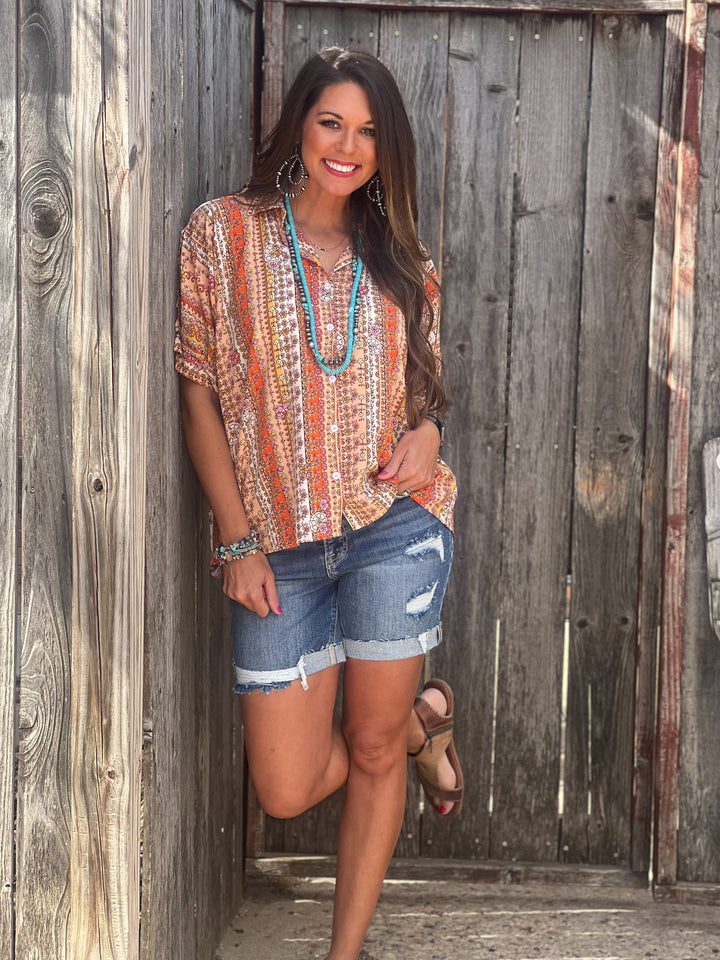 Boho Vibes Collared Blouse