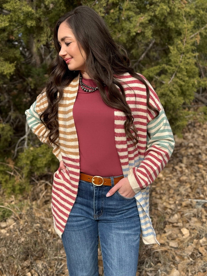 Maya Color Block Striped Cardigan