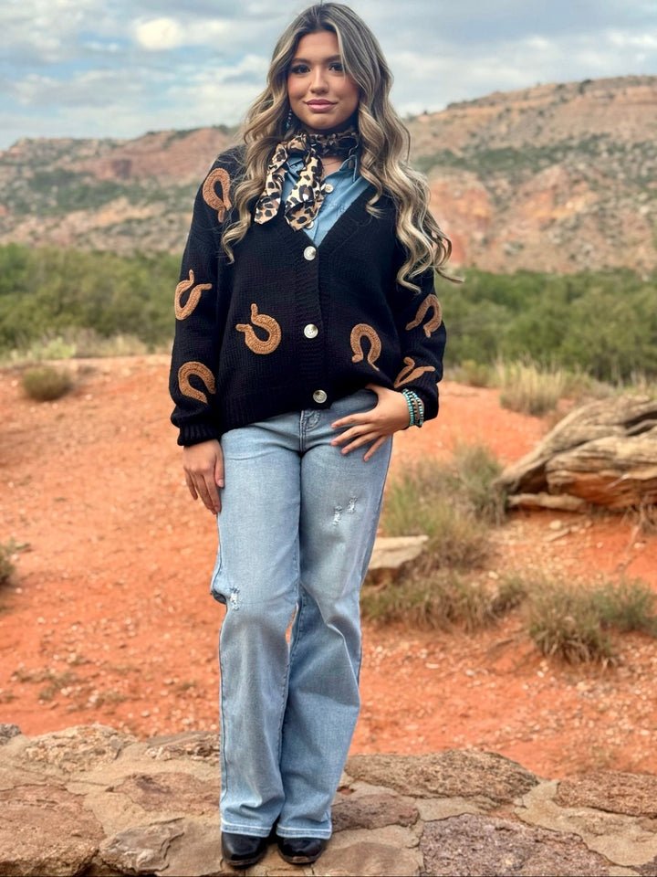 Miranda Black Horseshoe Cardigan