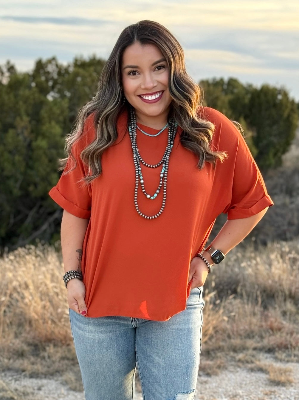 Florence Rust Short Sleeve Blouse