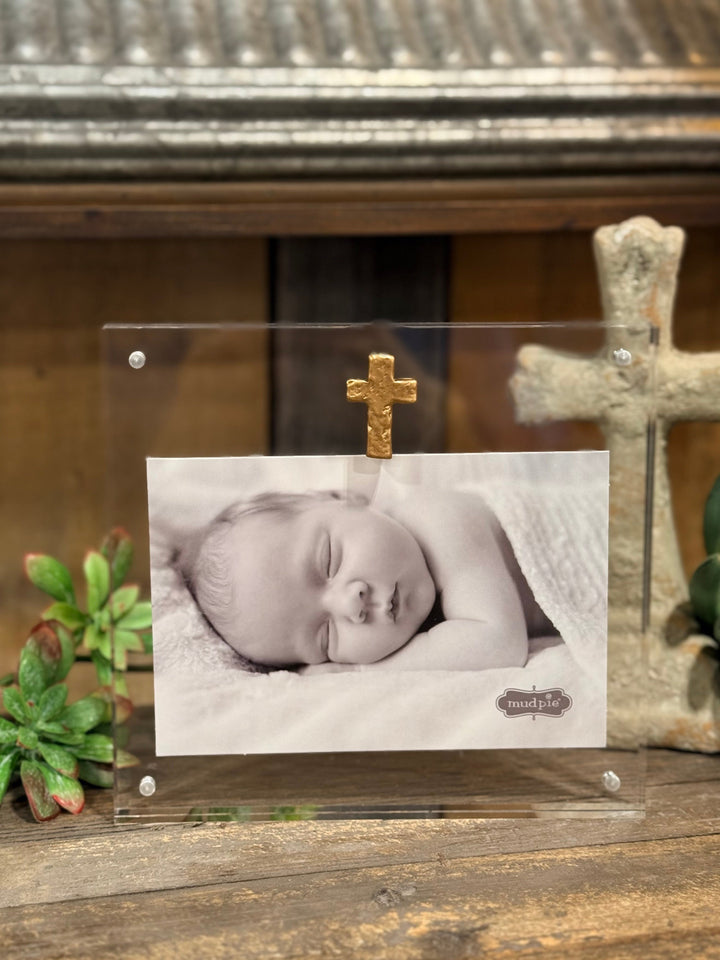 Acrylic Frame with Gold Emblem by Mud Pie