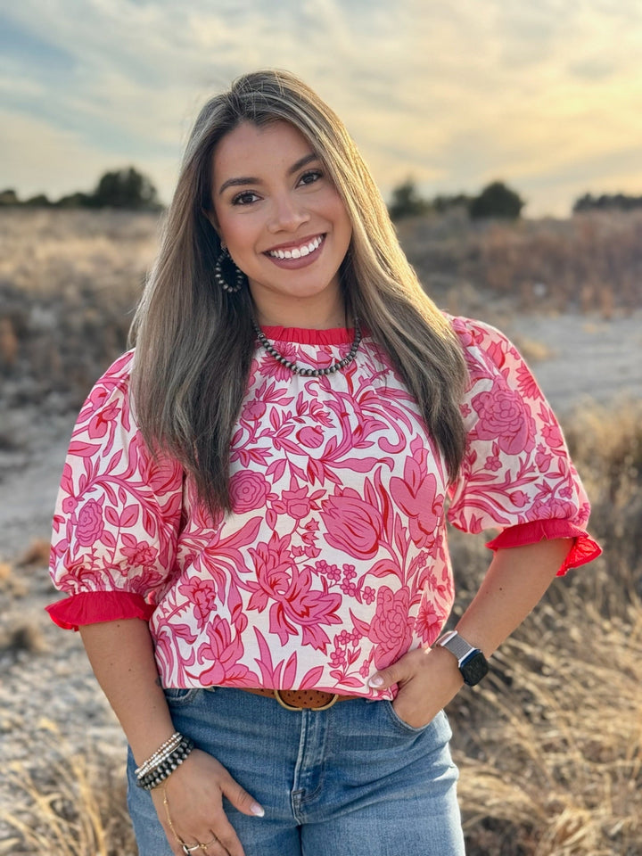 Dalia Pink Floral Blouse