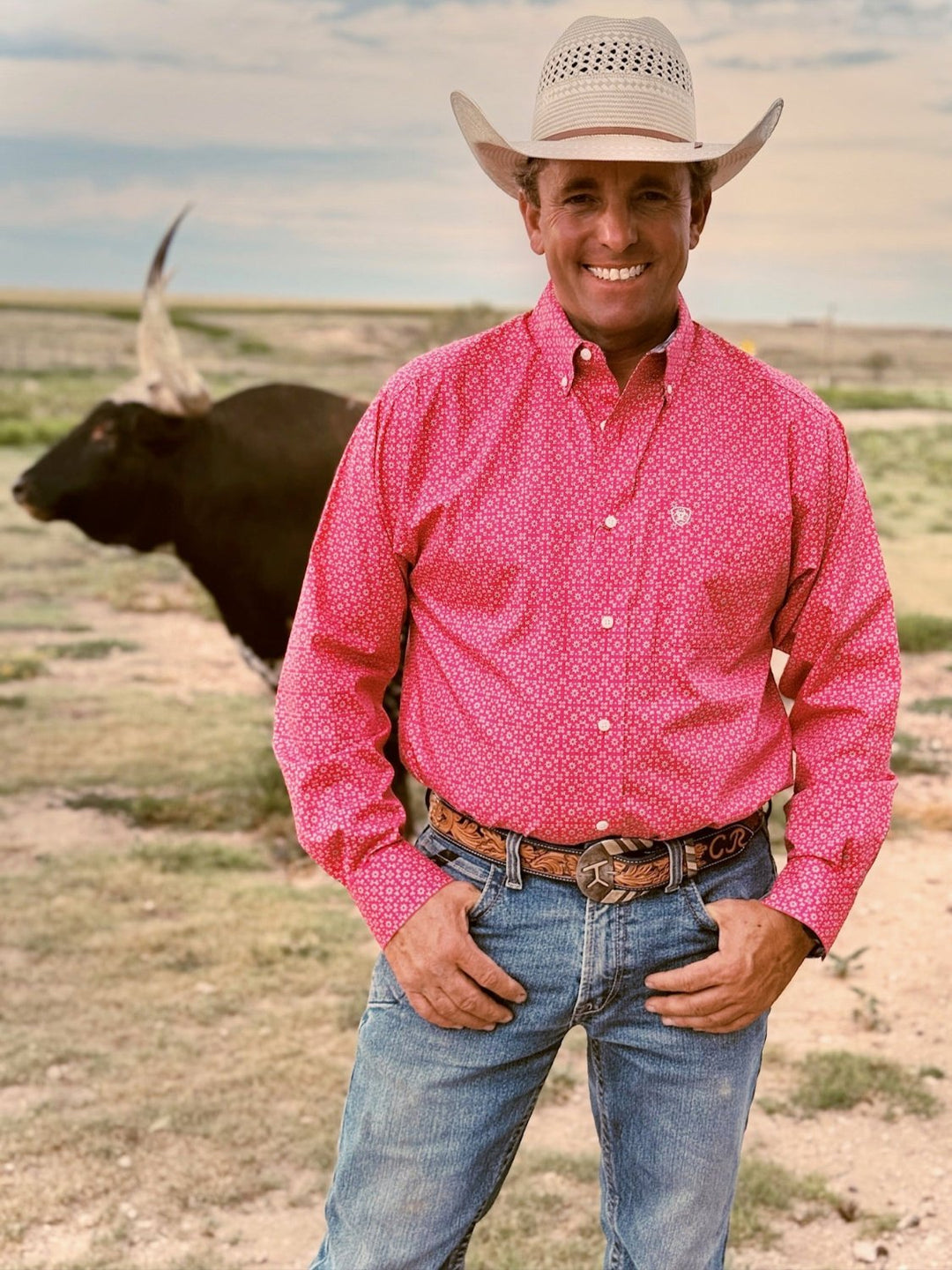 Brennan Pink Wrinkle Free Classic Fit Shirt by Ariat