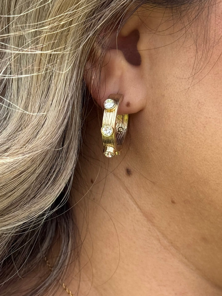 Sergio Gold Hoop Earrings with Crystals