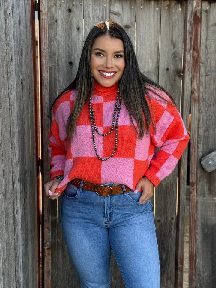 Ansley Orange & Pink Sweater