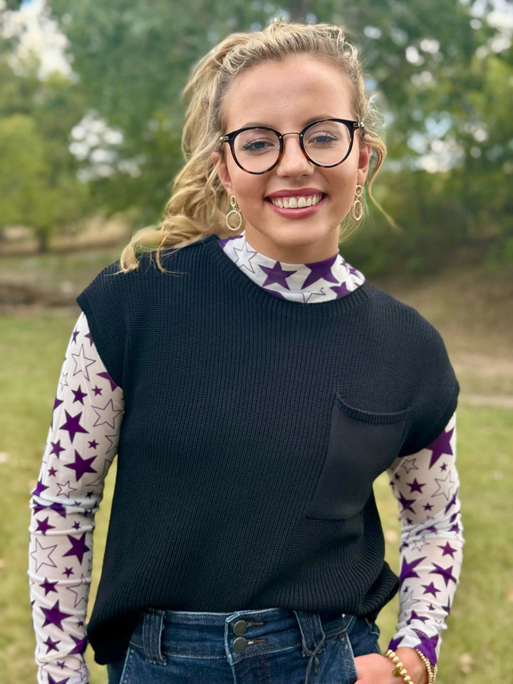 Go Team Purple Star Mesh Top