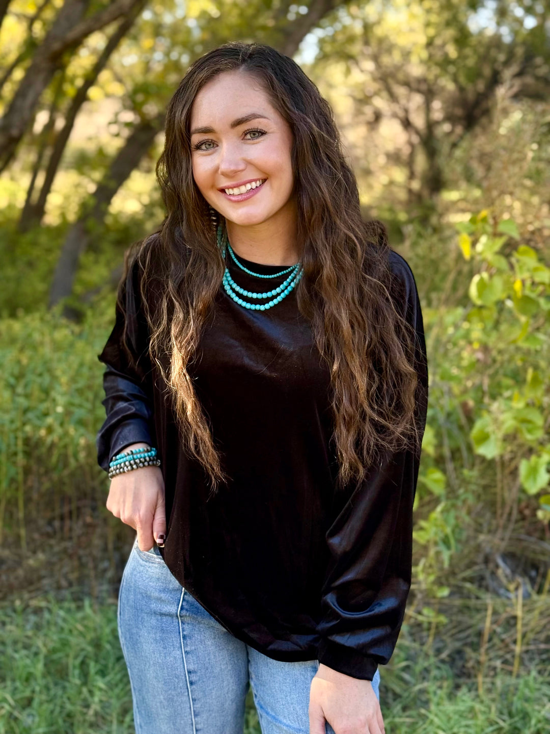 Sheri Black Velvet Top