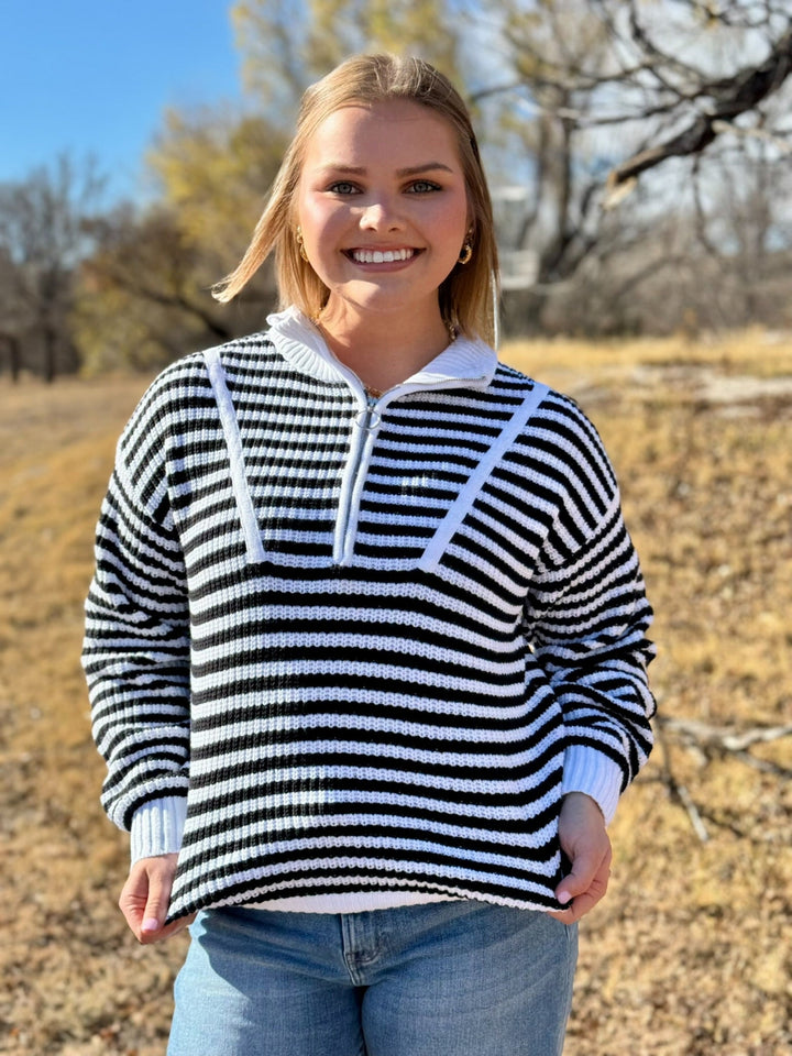 Alexa Striped Quarter Zip Pullover